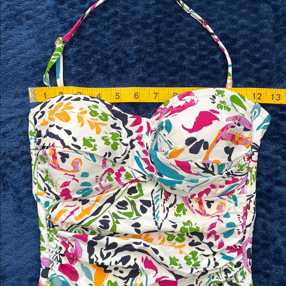 Anne Cole Sz 6 Floral Halter One Piece Swimsuit Multicolor Bright Garden Print - Picture 12 of 15